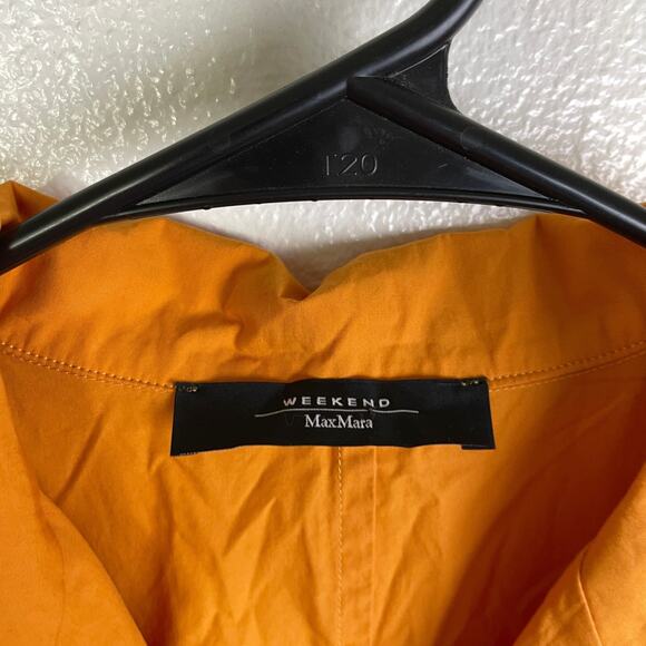 Max Mara Weekend Benny Dress Womens Size US 2 Orange Button Swing Designer Shirt - Picture 8 of 9